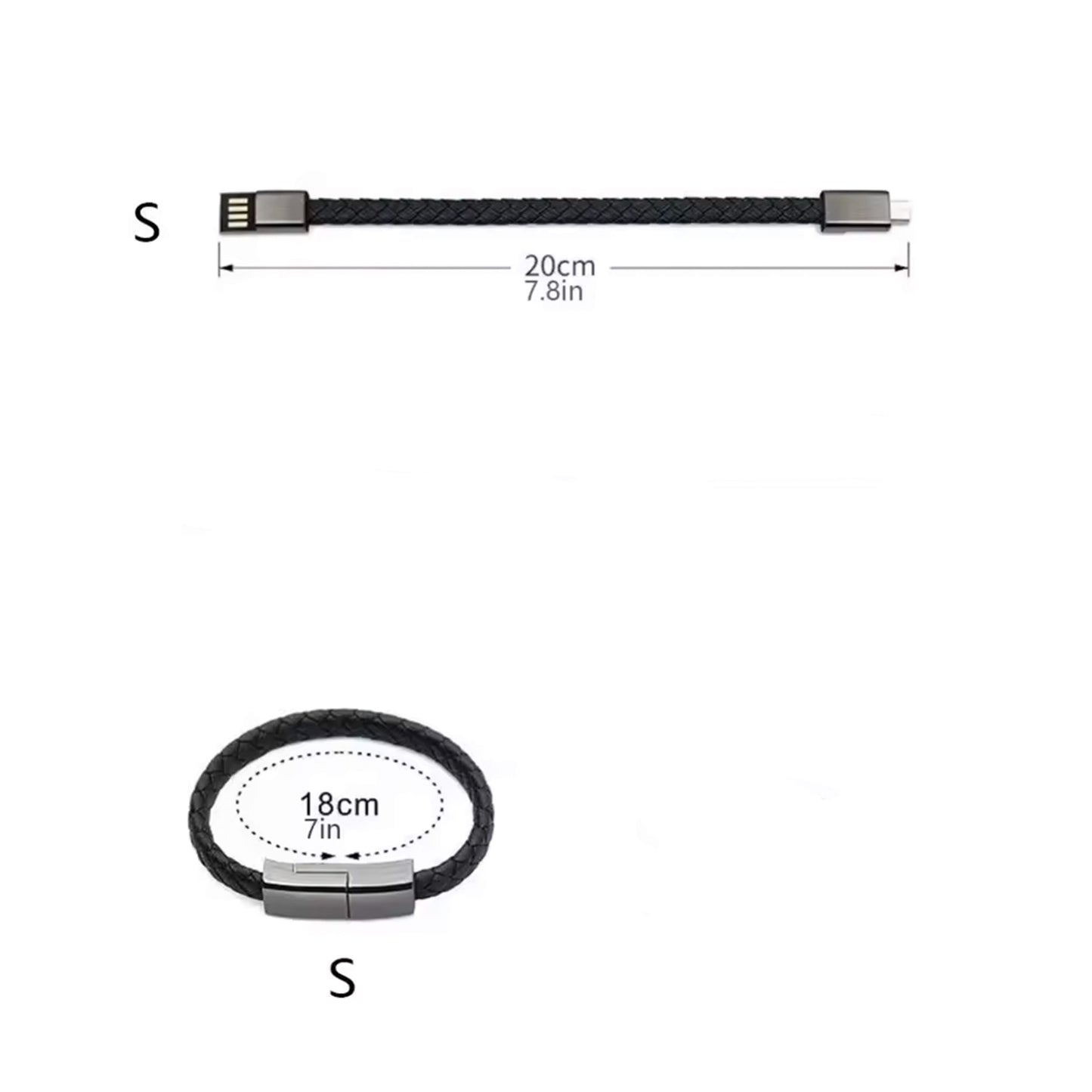 USB C to iPhone Fast Charging Data Cable Braided Leather Bracelet PD 60W