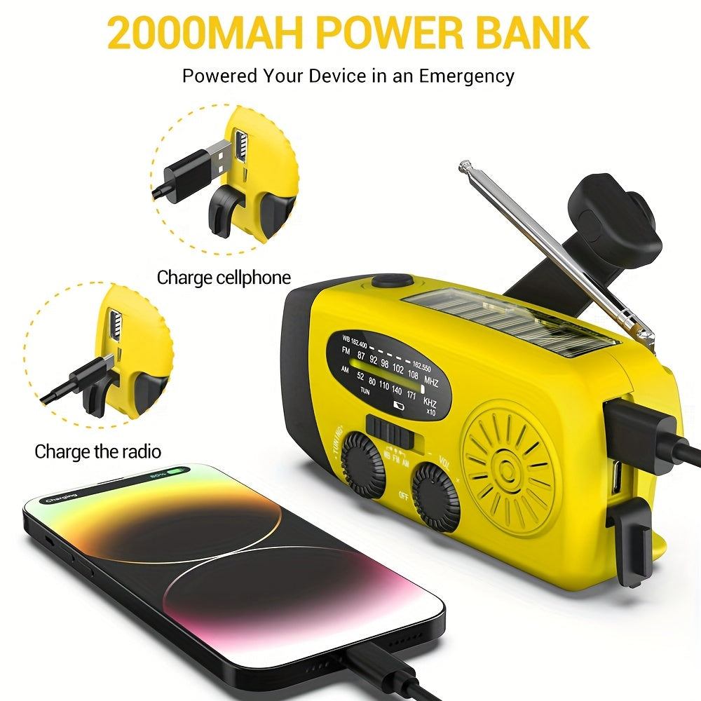 NNETM Emergency Solar Hand Crank Radio with Power Bank