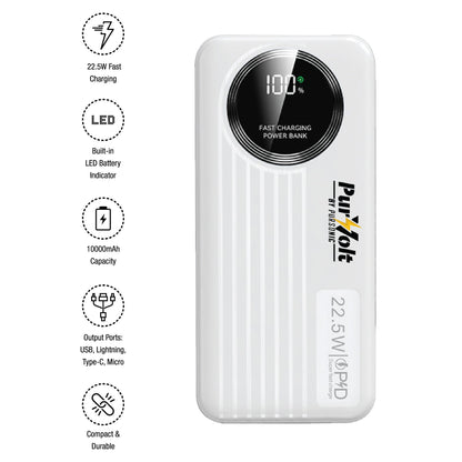 Pursonic Power Anywhere Bundle – PurVolt 40,000mAh Power Bank + LED Fast Charging Power Bank with Built-in Cables