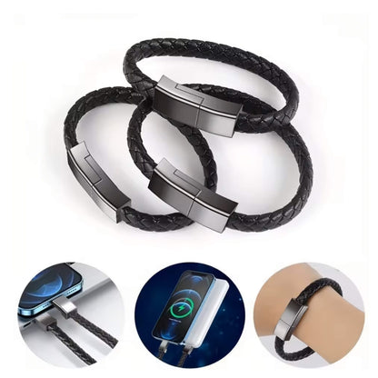 USB C to iPhone Fast Charging Data Cable Braided Leather Bracelet PD 60W