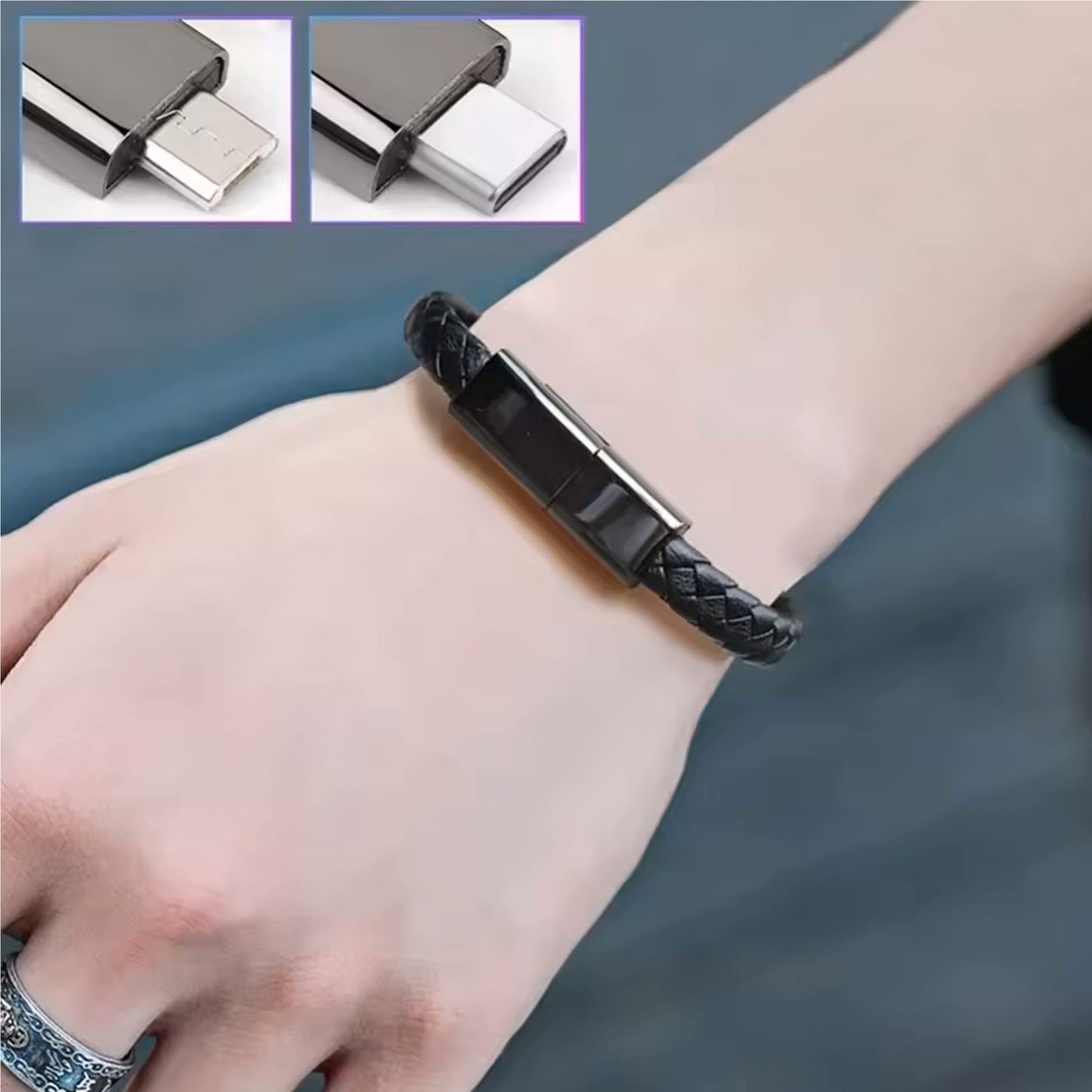 USB C to iPhone Fast Charging Data Cable Braided Leather Bracelet PD 60W