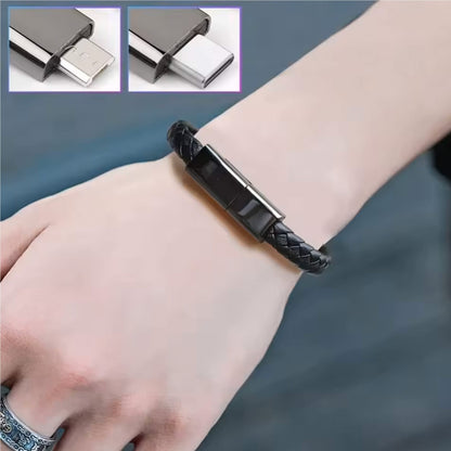 USB C to iPhone Fast Charging Data Cable Braided Leather Bracelet PD 60W