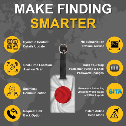Smart Bag Security Tag - Japan Flag [Pack 2]